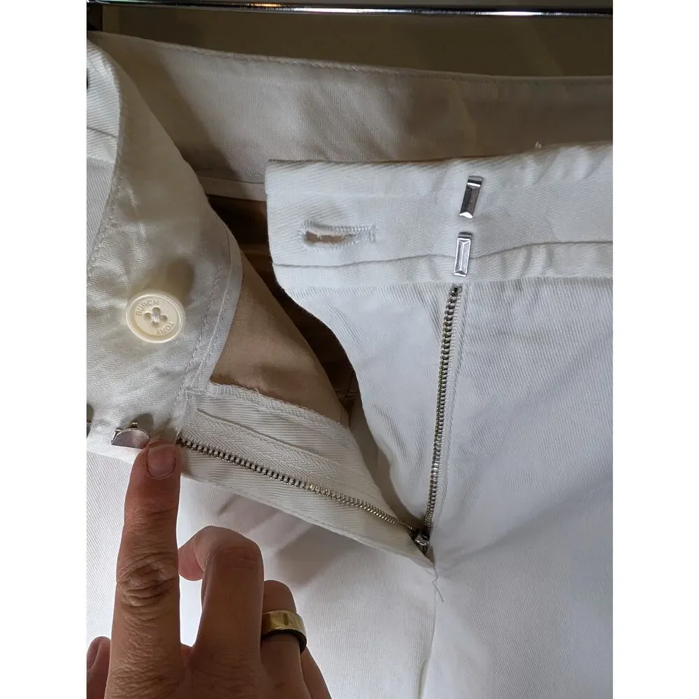 Tory Burch Women's White Cropped Pants Stretch Cotton Tailored Size 14